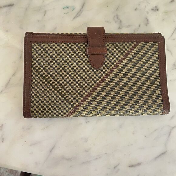 Vintage Ralph Lauren Womens Wallet Houndstooth Brown Leather Card Holder ID - Picture 9 of 9